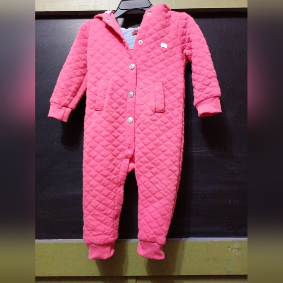 7 For All Mankind Quilted Coral Kids Footie - Picture 1 of 3